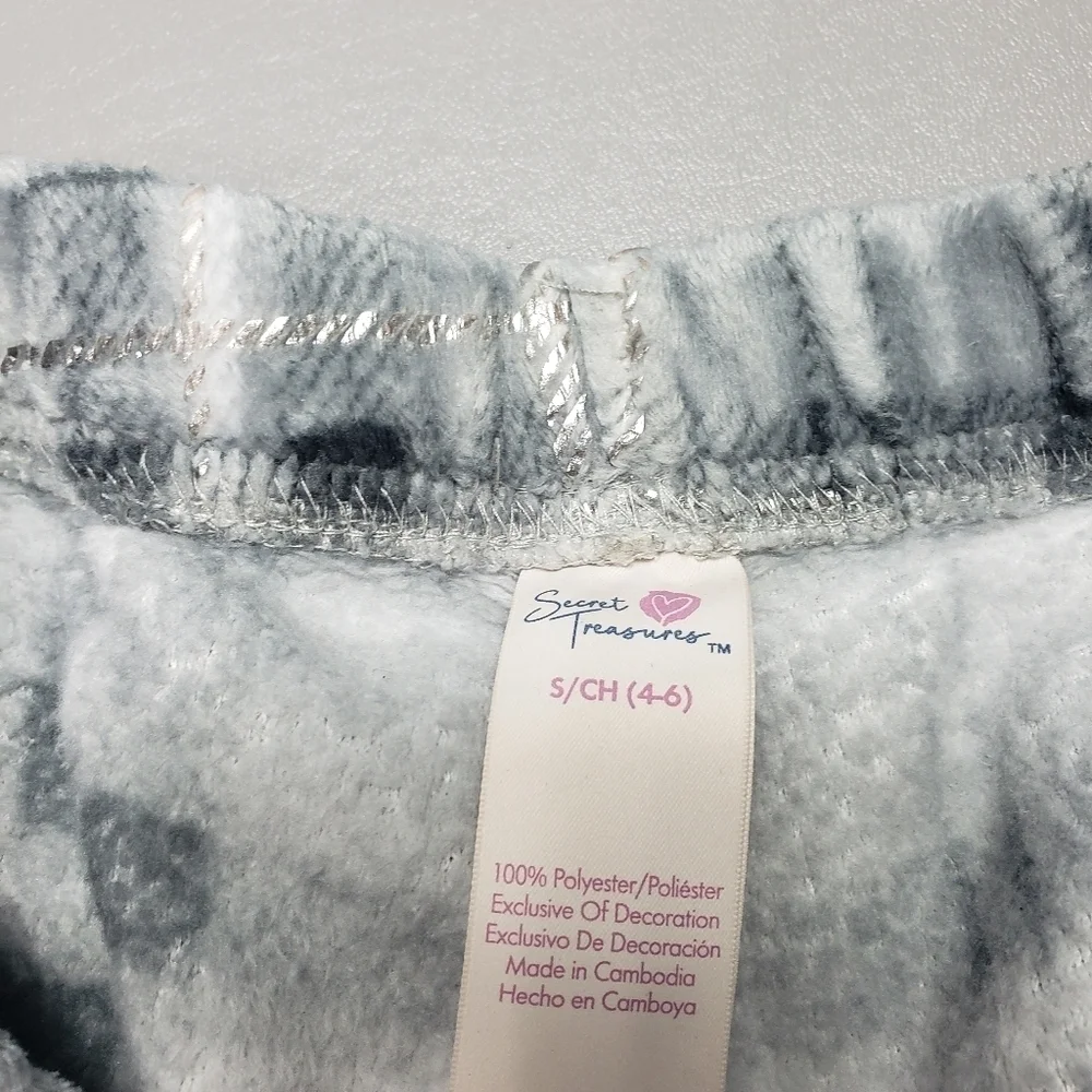 secret treasures gray silver sparkle fleece pajama pants women's size S